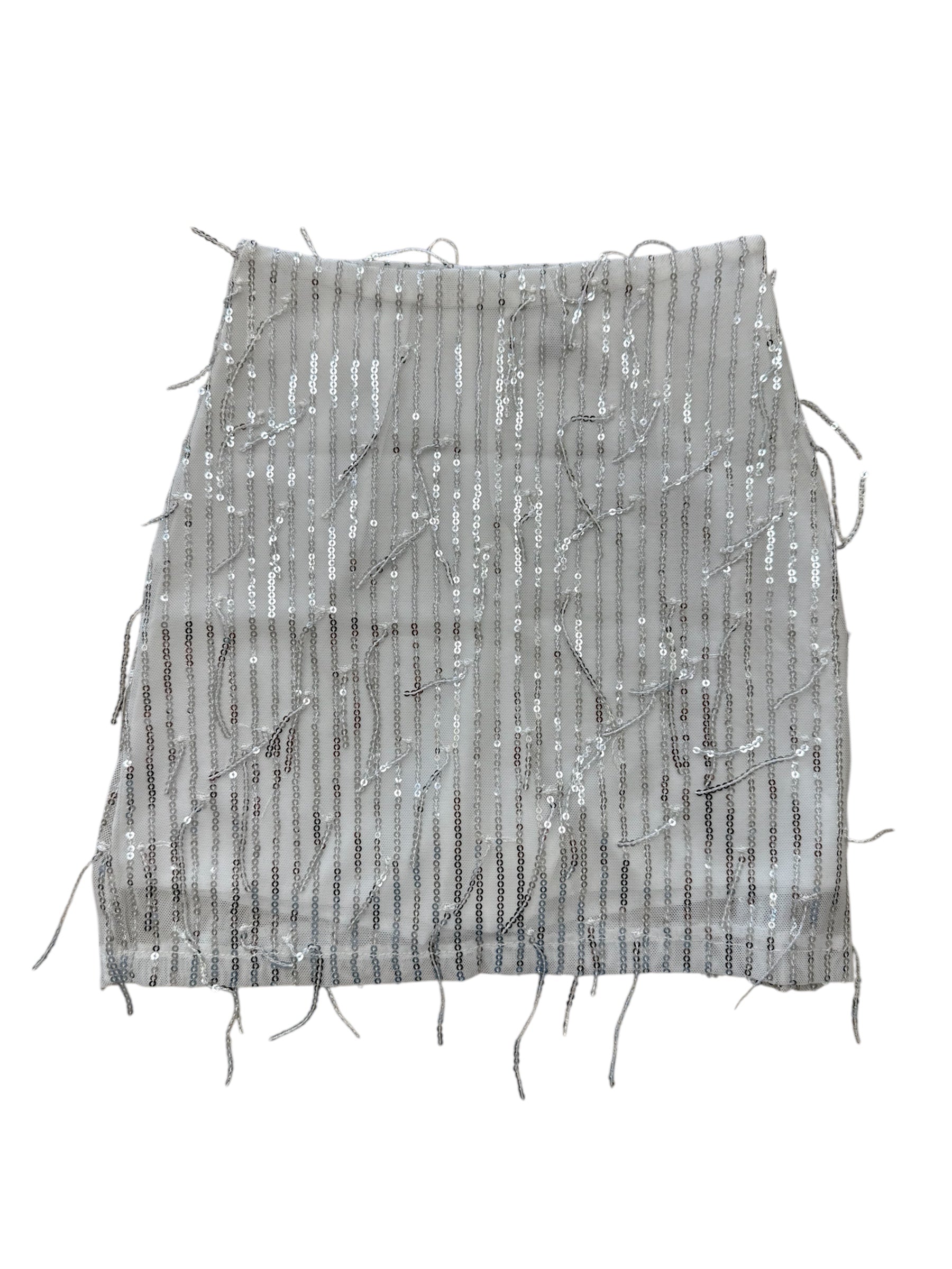 White Sequin skirt